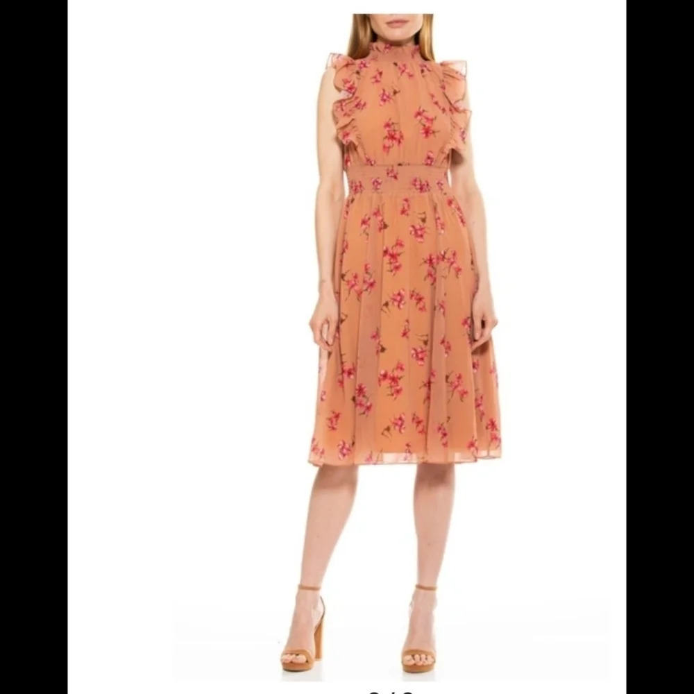 Alexia Admor Joanna Ruffled Dress In Cafe Floral